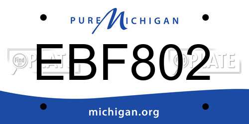 EBF802 Michigan License Plate
