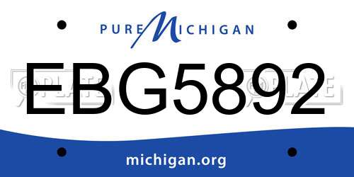 EBG5892 Michigan License Plate