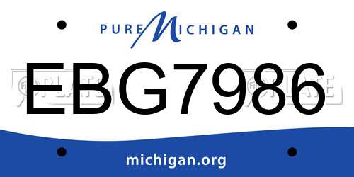 EBG7986 Michigan License Plate
