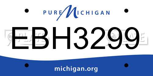EBH3299 Michigan License Plate