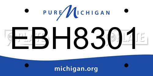 EBH8301 Michigan License Plate
