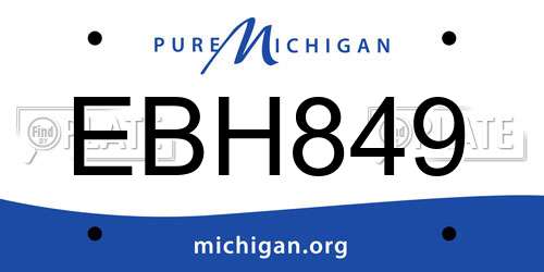 EBH849 Michigan License Plate