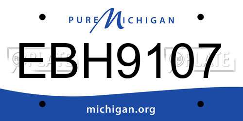 EBH9107 Michigan License Plate