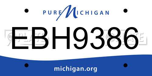 EBH9386 Michigan License Plate