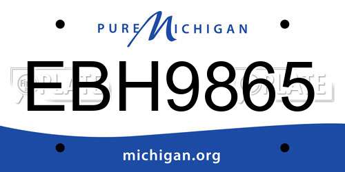 EBH9865 Michigan License Plate