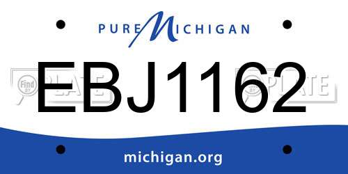 EBJ1162 Michigan License Plate