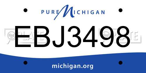 EBJ3498 Michigan License Plate