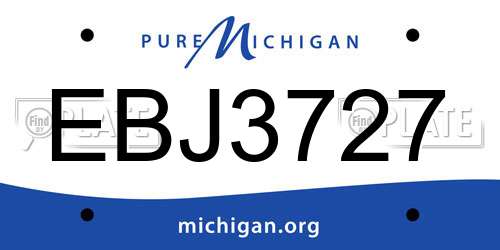 EBJ3727 Michigan License Plate