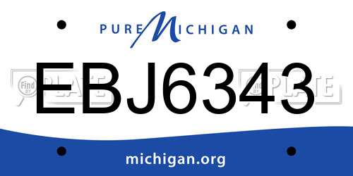 EBJ6343 Michigan License Plate