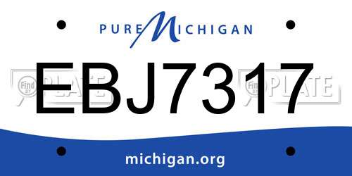 EBJ7317 Michigan License Plate