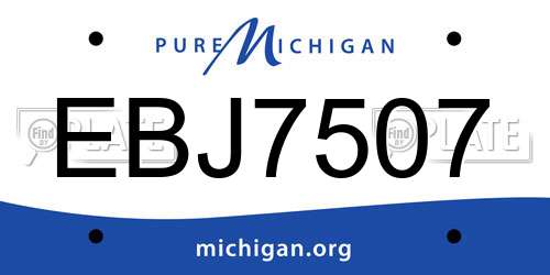 EBJ7507 Michigan License Plate