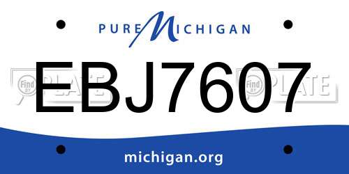 EBJ7607 Michigan License Plate