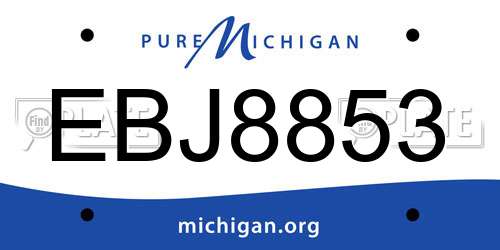 EBJ8853 Michigan License Plate