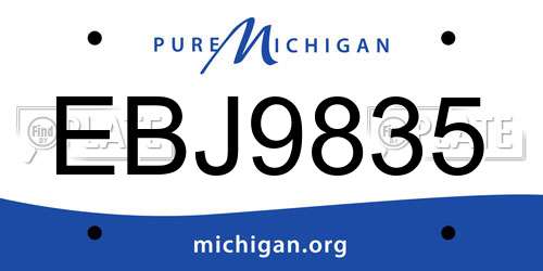 EBJ9835 Michigan License Plate