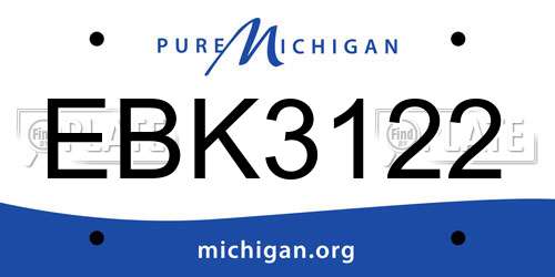 EBK3122 Michigan License Plate