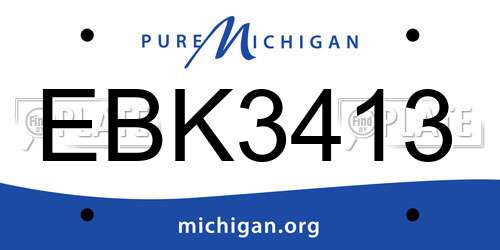 EBK3413 Michigan License Plate