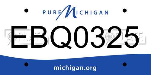 EBQ0325 Michigan License Plate