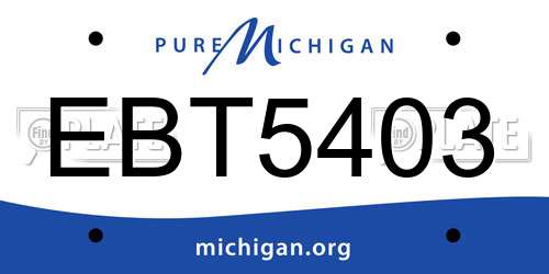 EBT5403 Michigan License Plate