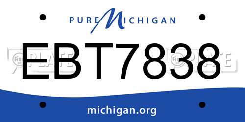 EBT7838 Michigan License Plate