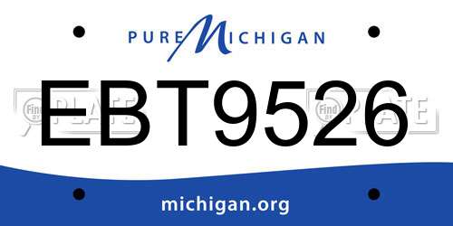 EBT9526 Michigan License Plate