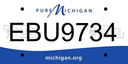 EBU9734 Michigan License Plate