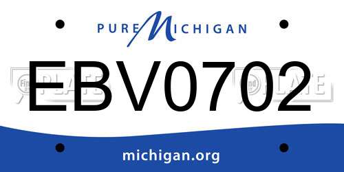 EBV0702 Michigan License Plate