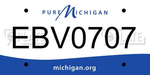 EBV0707 Michigan License Plate
