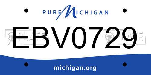 EBV0729 Michigan License Plate