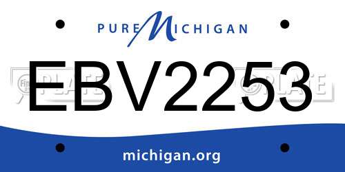 EBV2253 Michigan License Plate
