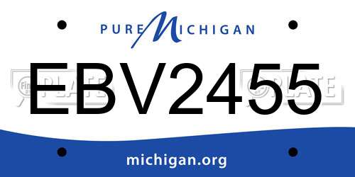 EBV2455 Michigan License Plate
