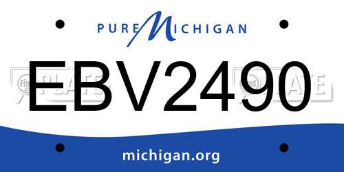 EBV2490 Michigan License Plate