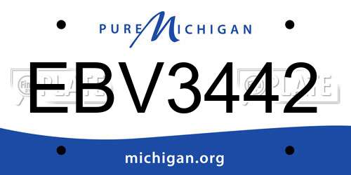 EBV3442 Michigan License Plate