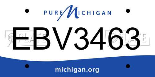 EBV3463 Michigan License Plate