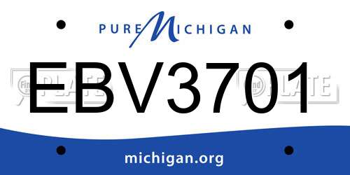 EBV3701 Michigan License Plate