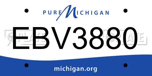 EBV3880 Michigan License Plate