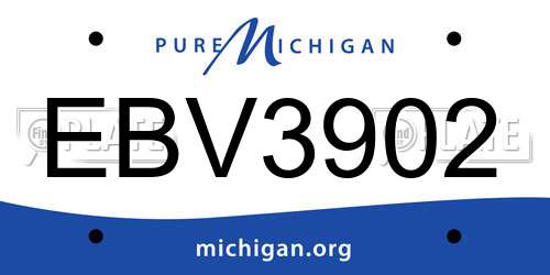EBV3902 Michigan License Plate