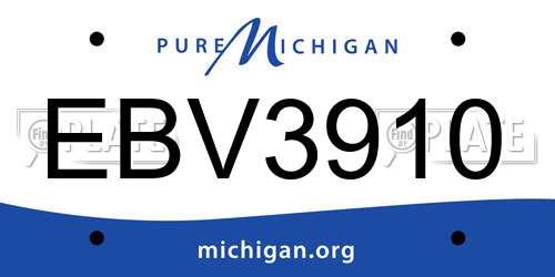 EBV3910 Michigan License Plate