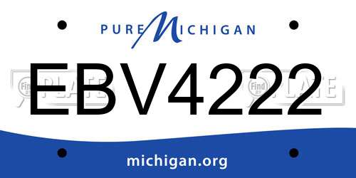 EBV4222 Michigan License Plate