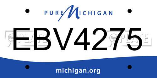 EBV4275 Michigan License Plate