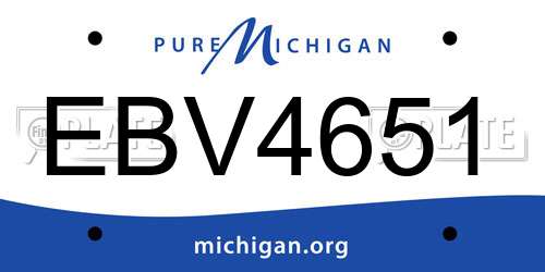 EBV4651 Michigan License Plate