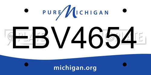 EBV4654 Michigan License Plate