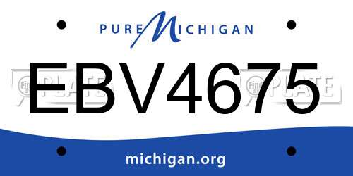 EBV4675 Michigan License Plate