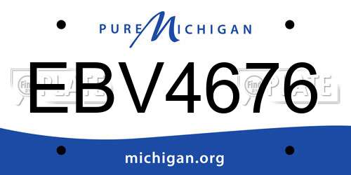 EBV4676 Michigan License Plate
