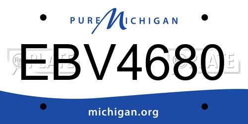 EBV4680 Michigan License Plate