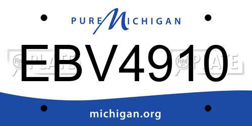 EBV4910 Michigan License Plate