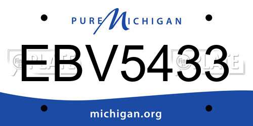 EBV5433 Michigan License Plate