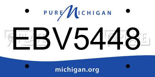 EBV5448 Michigan License Plate