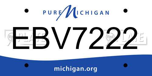 EBV7222 Michigan License Plate