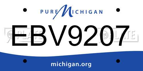 EBV9207 Michigan License Plate