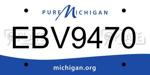 EBV9470 Michigan License Plate